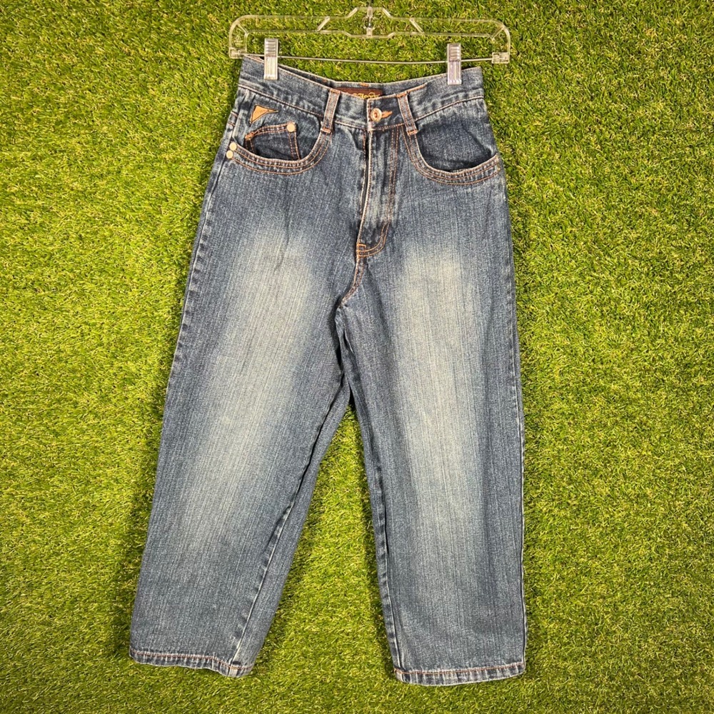 FUBU Jeans‎ Kids Size 12 Denim Distressed Embroidered Hip Hop Baggy